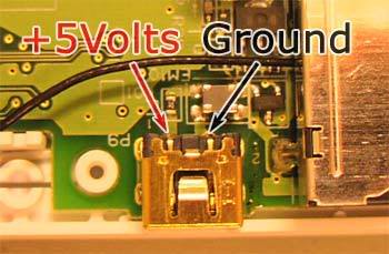 DS Lite PCB showing original charging connector.